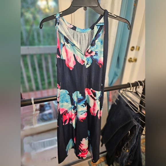 Colorful Blue Halter Dress - Picture 1 of 6